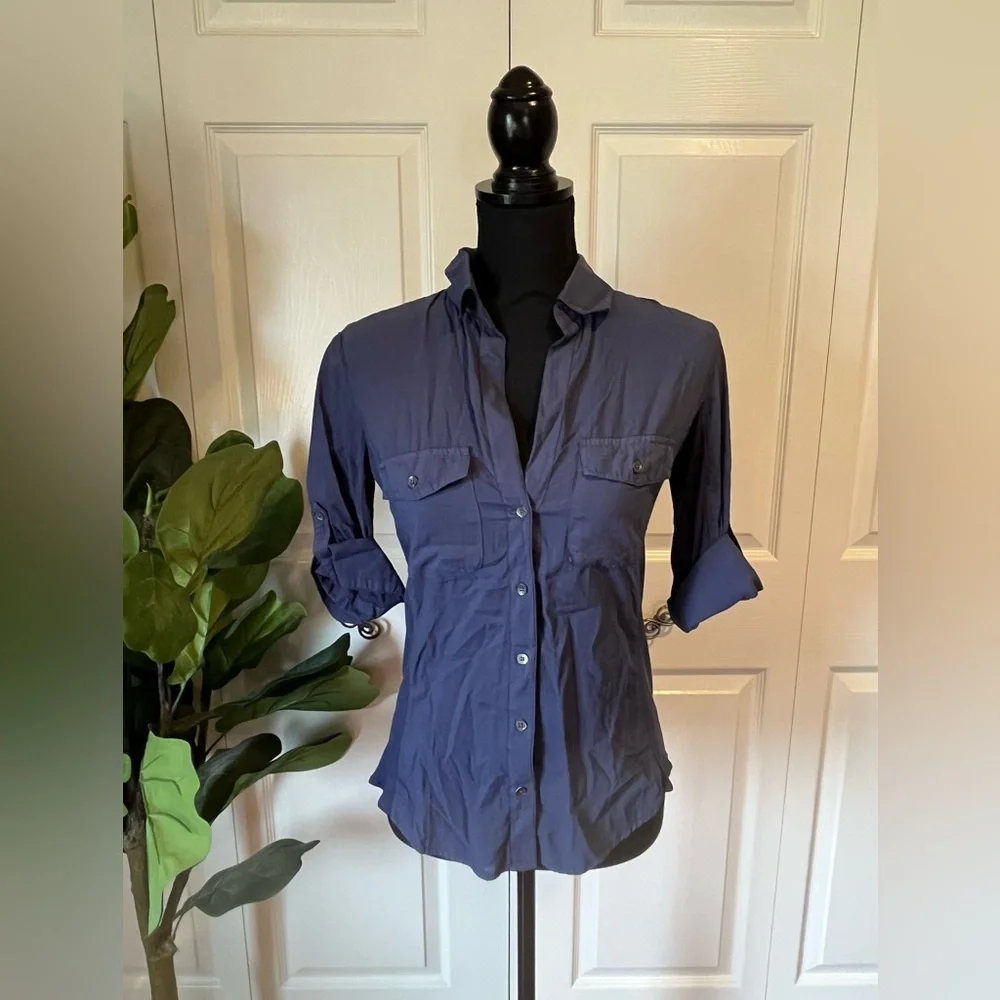 James Perse Classic Women's Button-Up Shirt - Blue - Picture 4 of 6